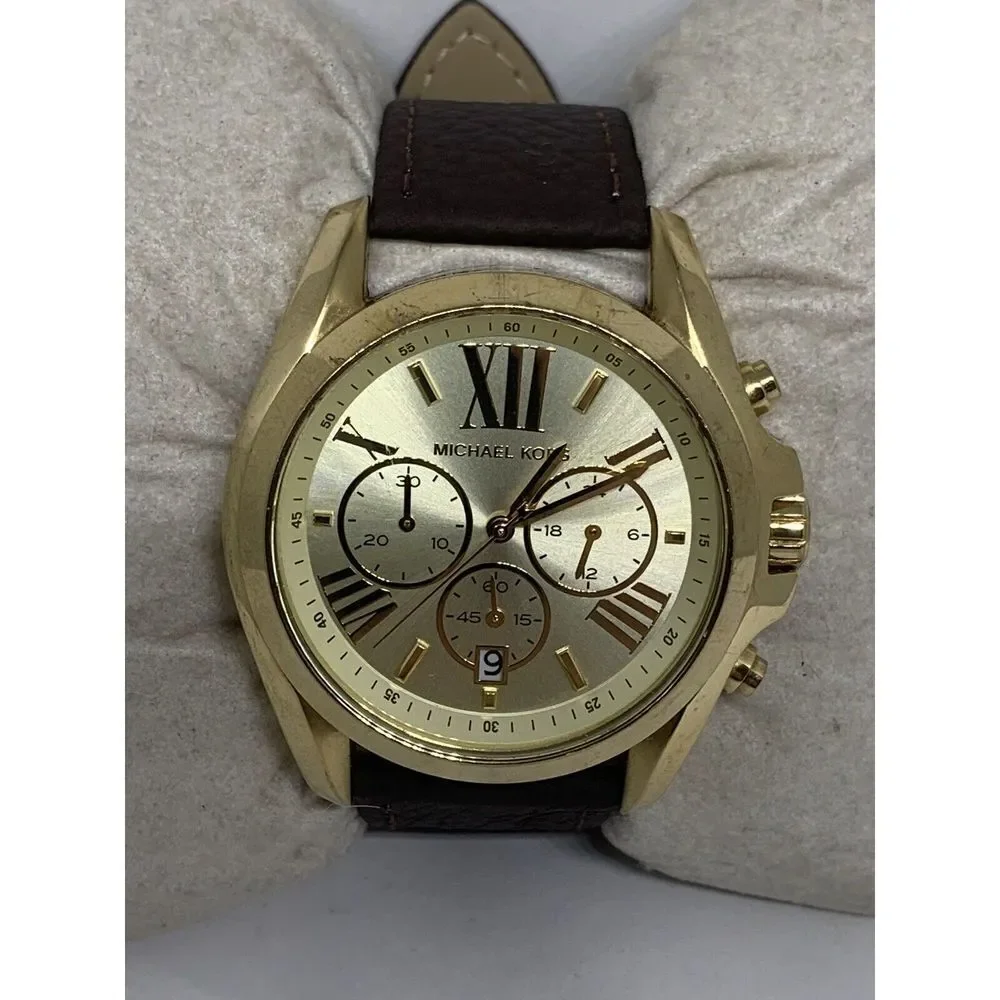 Michael Kors MK5605 Unisex Brown Leather Analog Dial Quartz Wrist Watch Hk723